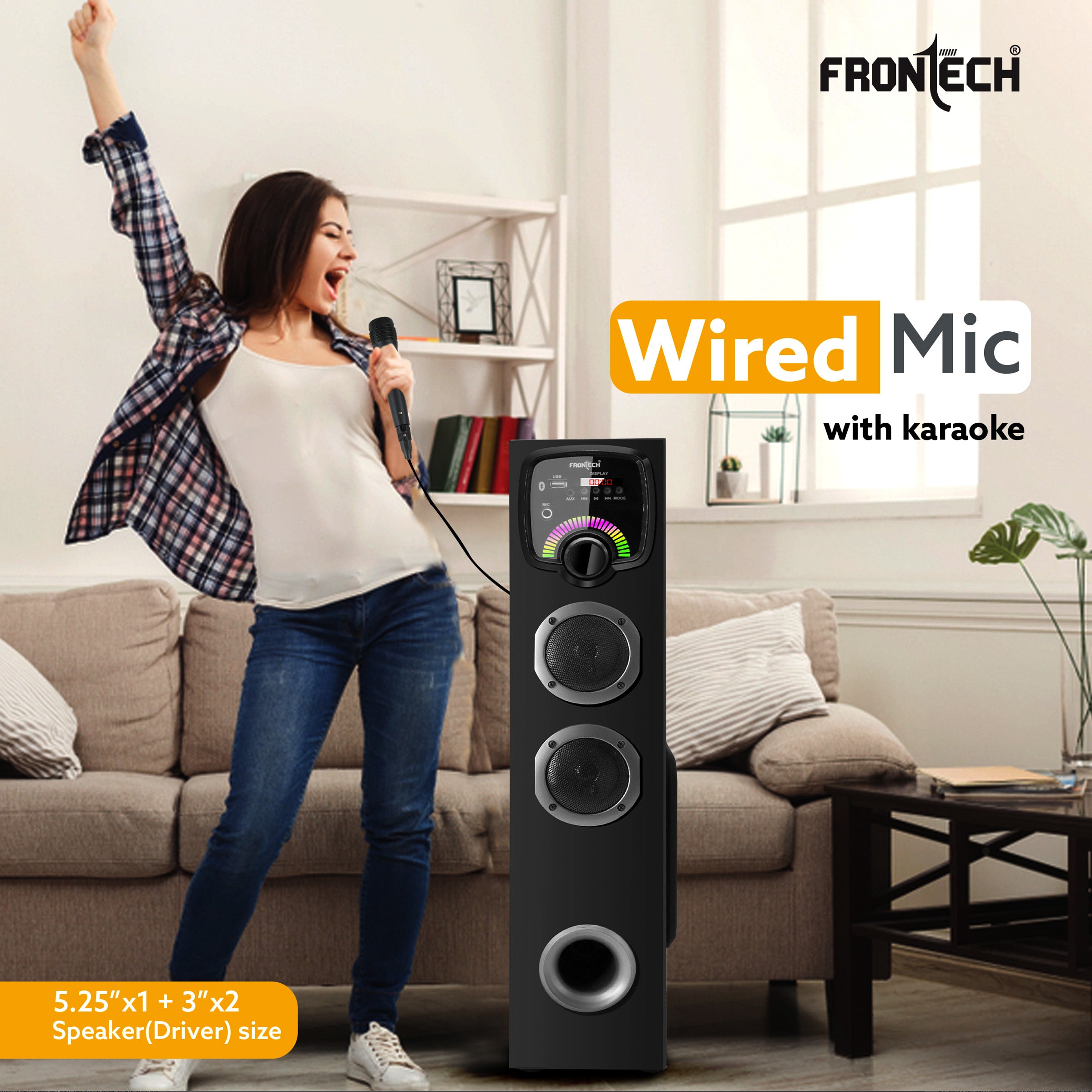 Frontech Spark Wireless 60W Bluetooth 5.0 Tower Speaker System (SW-0163) Frontech Spark Wireless 60W Bluetooth 5.0 Tower Speaker System (SW-0163)